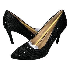 NIB Lauren Lorraine Dazzle Rhinestone Embellished Pointed Toe 4" Heel Pump Sz 8